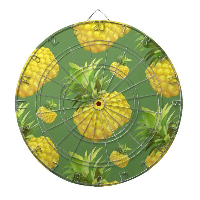 Tropical Pineapple Pattern: Summer Fruit Art Dart Board (Front)