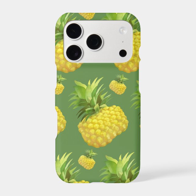 Tropical Pineapple Pattern: Summer Fruit Art Iphone Case (Back)