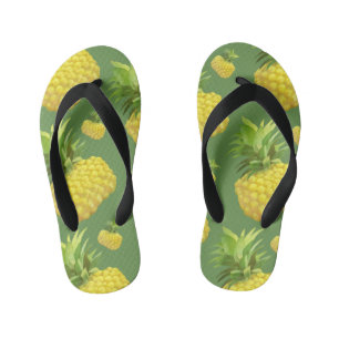 Tropical Pineapple Pattern: Summer Fruit Art Kid's Flip Flops