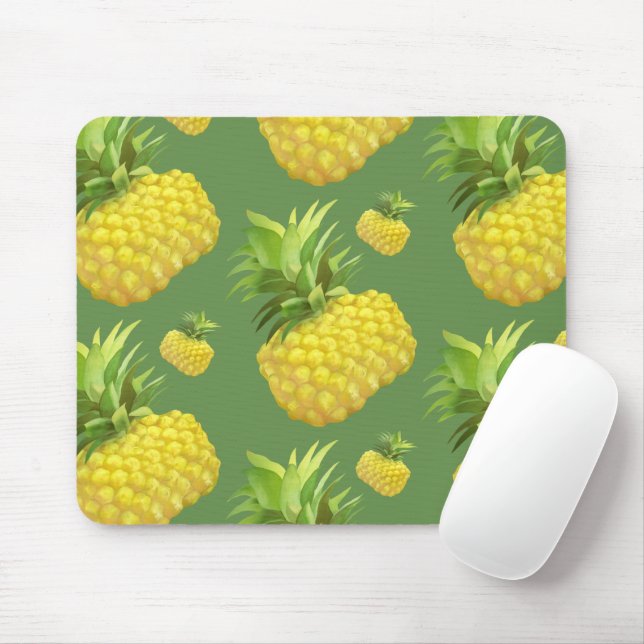 Tropical Pineapple Pattern: Summer Fruit Art Mouse Pad (With Mouse)