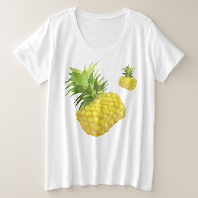 Tropical Pineapple Pattern: Summer Fruit Art Plus Size T-Shirt (Design Front)