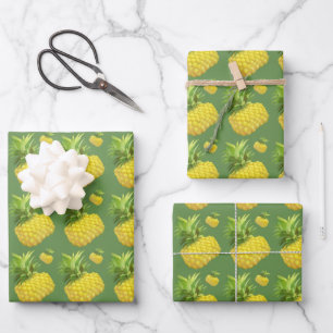 Tropical Pineapple Pattern: Summer Fruit Art Wrapping Paper Sheets