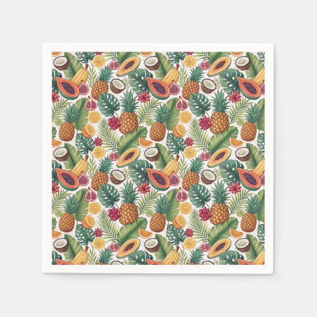 Tropical Pineapple Pattern - Summer Fruits Design Napkins (Front)