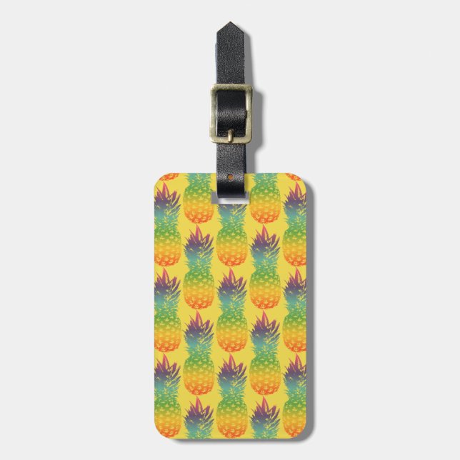 Tropical pineapple pattern travel luggage tag (Front Vertical)