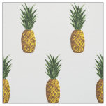 Tropical Pineapple Pattern White Fabric
