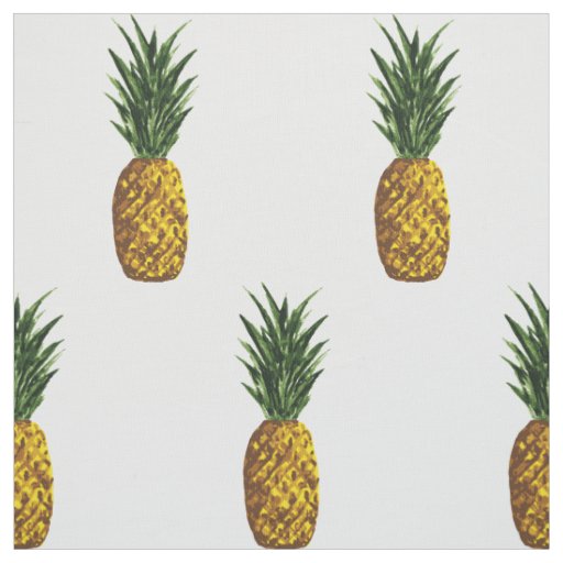 Tropical Pineapple Pattern White Fabric