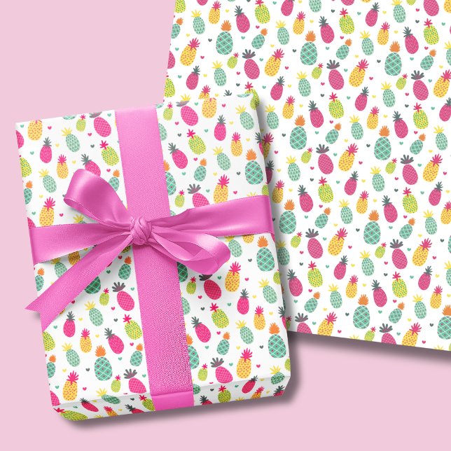 Tropical Pineapple pattern Wrapping Paper Sheets (Pineapple tropical fruit pattern wrapping paper sheets.)