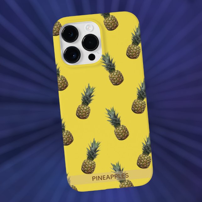 Tropical Pineapple Pattern Yellow Personalized Case-Mate iPhone Case (Don't let this deliciously vibrant phone case slip away from your grasp )