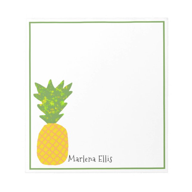 Tropical Pineapple Personalized Notepad (Front)