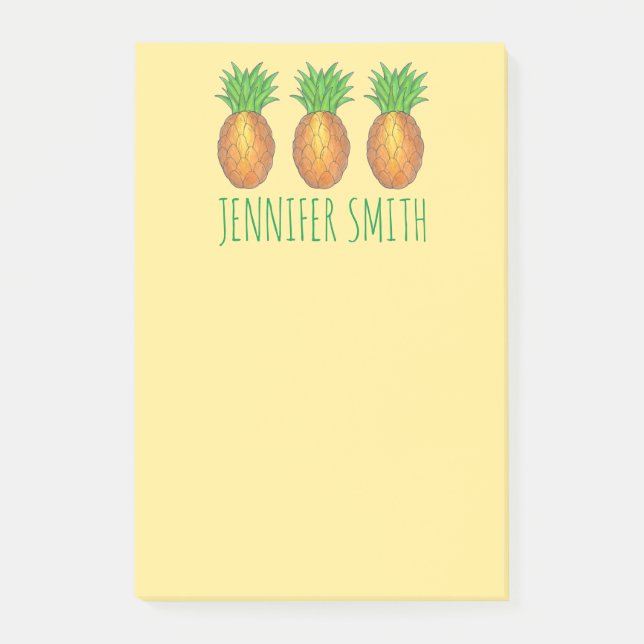 Tropical Pineapple Pineapples Personalized Post It Post-it Notes (Front)
