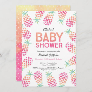 Tropical pineapple pink Baby Shower Invitation