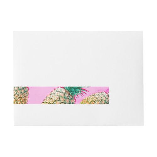 Tropical Pineapple Pink Marble Modern Party Wrap Around Address Label