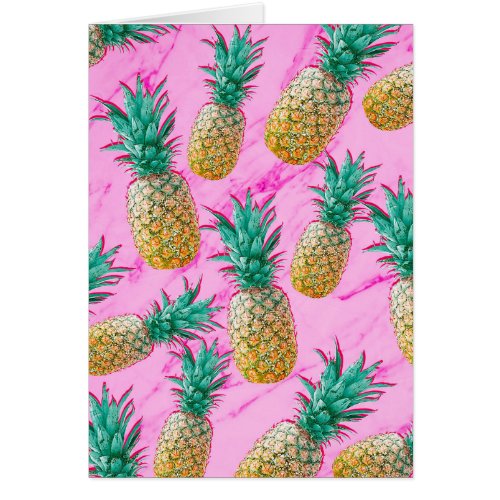 Tropical Pineapple Pink Marble Modern Thank You