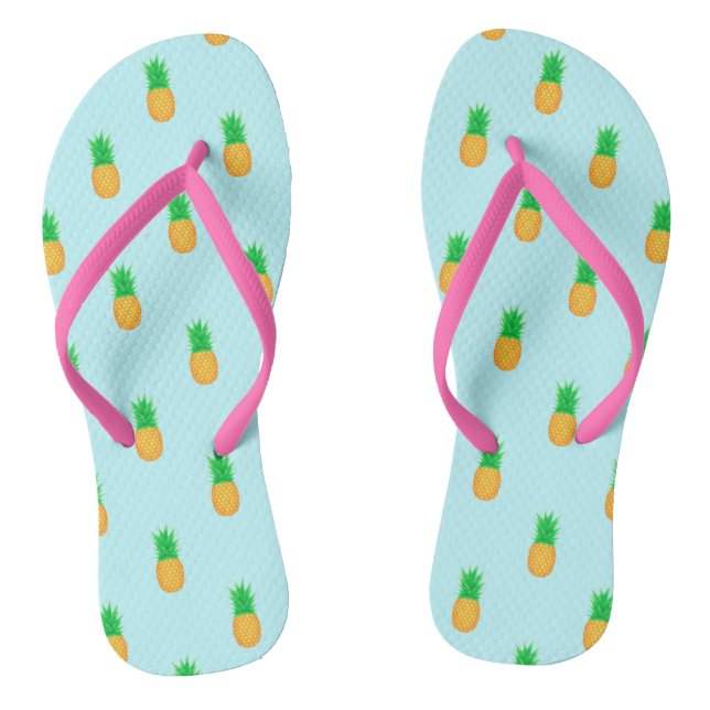 Tropical Pineapple Print Beach Flip Flops (Footbed)