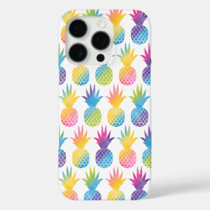 Tropical Pineapple Rainbow Watercolor Pattern iPhone 16 Pro Case
