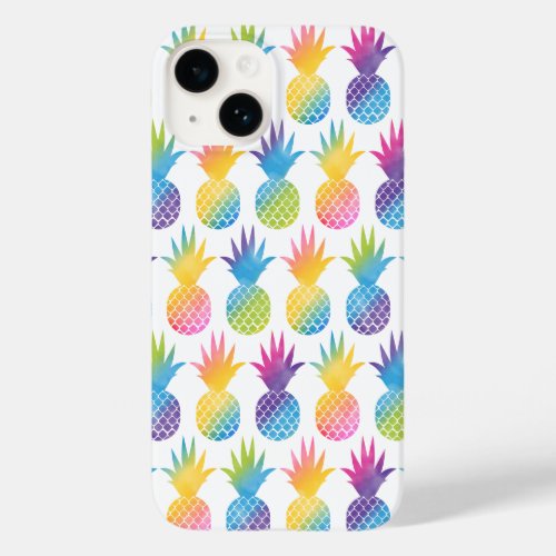 Tropical Pineapple Rainbow Watercolor Pattern Case_Mate iPhone 14 Case