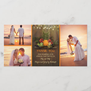 Tropical Pineapple Rustic Beach Wedding Thank You