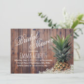 Tropical Pineapple Rustic Floral Bridal Shower Invitation (Standing Front)