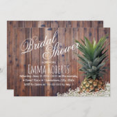 Tropical Pineapple Rustic Floral Bridal Shower Invitation (Front/Back)