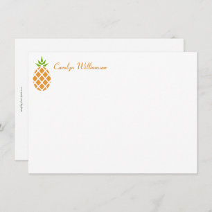 Tropical Pineapple Simple Chic Custom Name Fruit Note Card