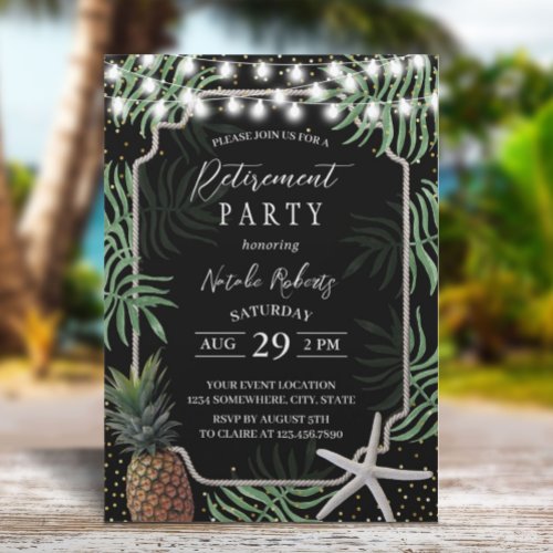 Tropical Pineapple  Starfish Beach Retirement Invitation