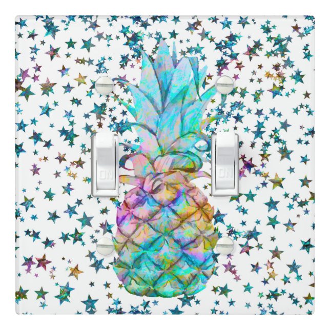 Tropical Pineapple Stars Color Splash Light Switch Cover (In Situ)