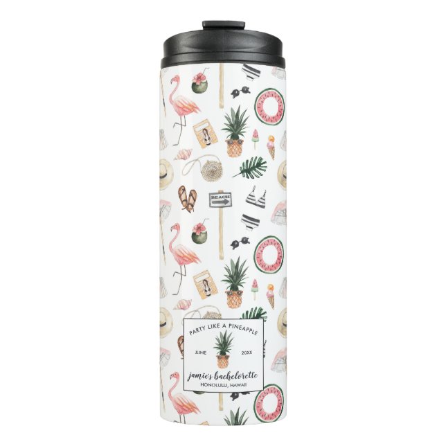 Tropical Pineapple Summer Bachelorette Thermal Tumbler (Front)