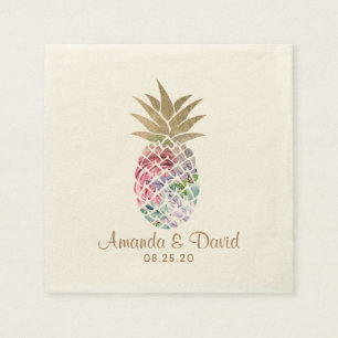 Tropical Pineapple Summer Beach Wedding Napkins