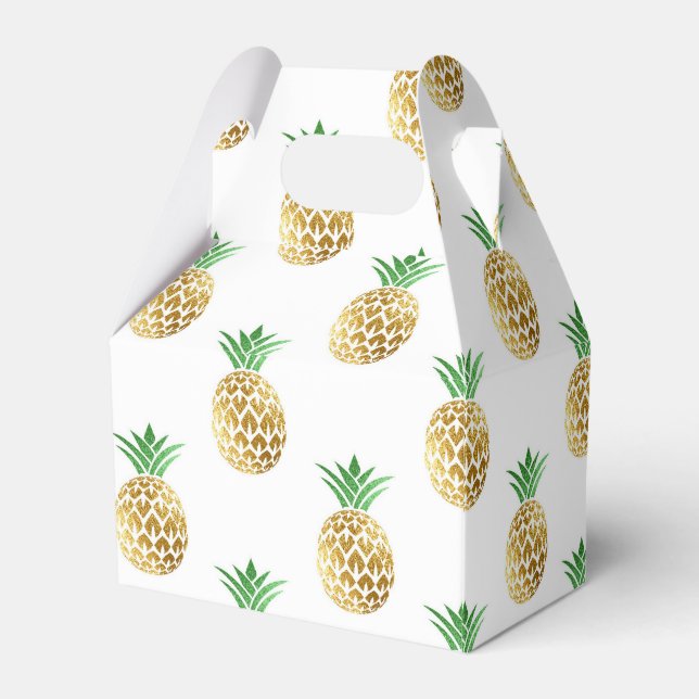 Tropical Pineapple Summer Birthday Party Favor Boxes (Back Side)