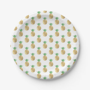Tropical Pineapple Summer Birthday Party Paper Plates
