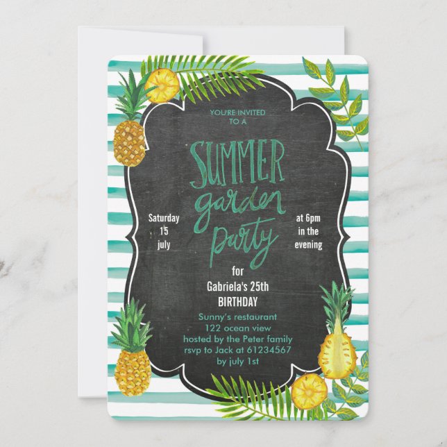 Tropical Pineapple | Summer Luau Party Invitation (Front)