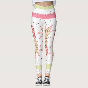 Tropical Pineapple Summer Seamless Print Leggings