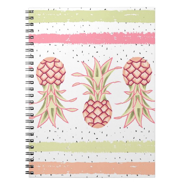 Tropical Pineapple Summer Seamless Print Notebook (Front)