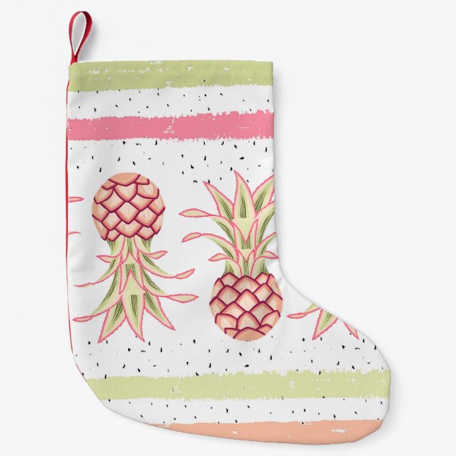 Tropical Pineapple Summer Seamless Print Small Christmas Stocking (Front)