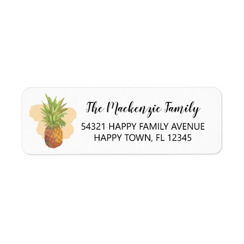 Tropical Pineapple  Summer Watercolor Label