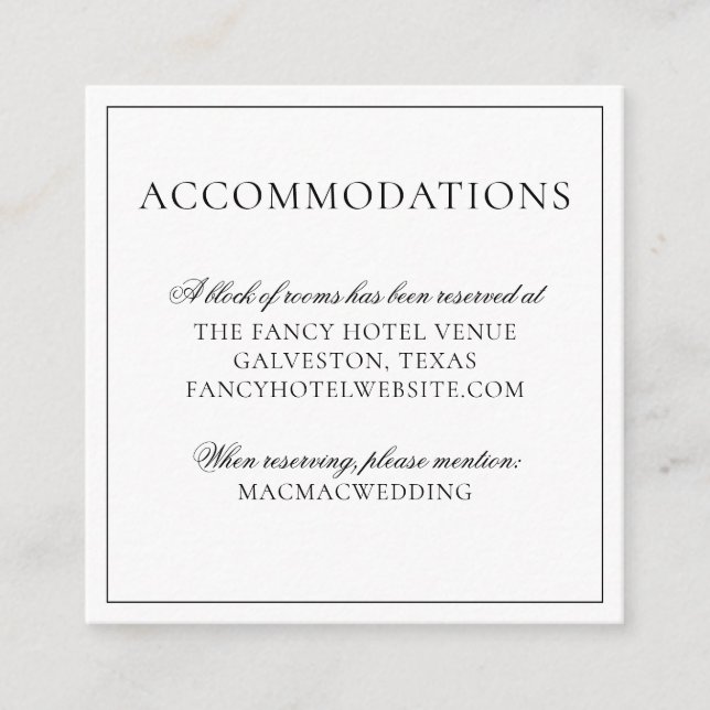 Tropical Pineapple Summer Wedding Accommodations Enclosure Card (Front)