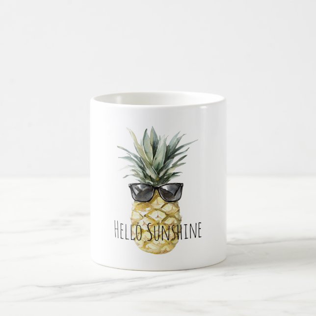Tropical Pineapple Sunglasses Sunshine Coffee Mug (Center)