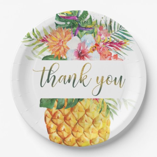 Tropical Pineapple Thank you Paper Plate