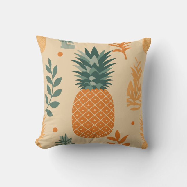 Tropical Pineapple Throw Pillow (Front)