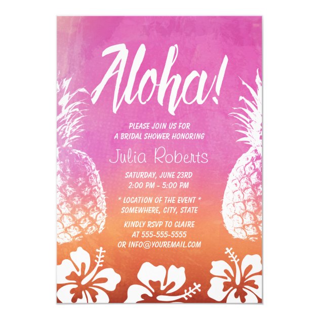 Tropical Pineapple Watercolor Beach Bridal Shower Invitation