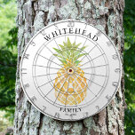 Tropical Pineapple Watercolor Dart Board<br><div class="desc">Personalized tropical pineapple design. Great for a family reunion,  wedding,  or family gift.</div>