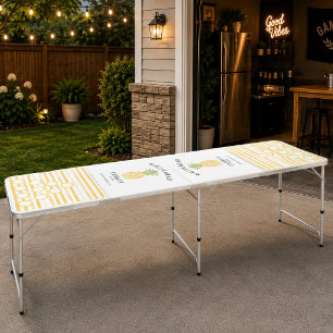 Tropical Pineapple Watercolor Pattern Beer Pong Table