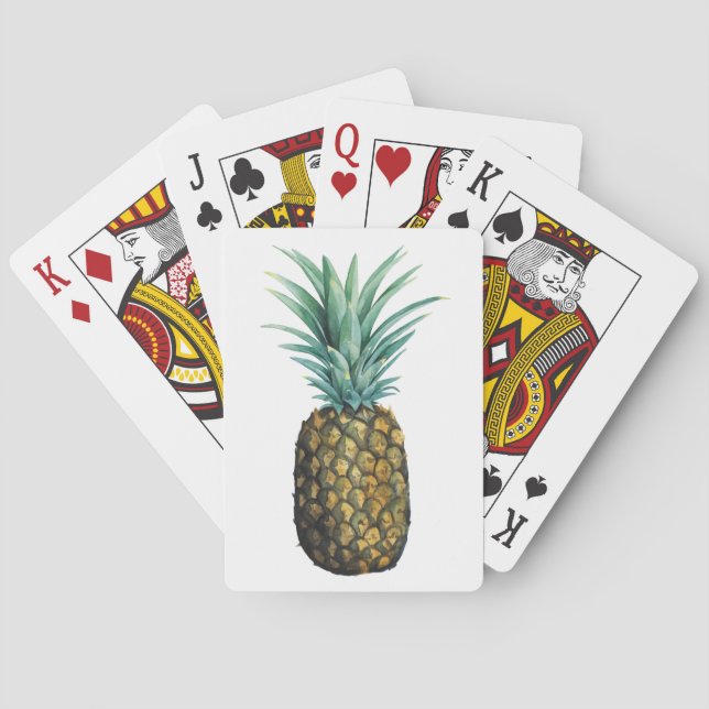 Tropical Pineapple Watercolor Poker Cards (Back)