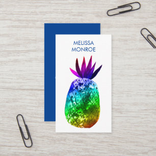 Tropical Pineapple Watercolor  Rainbow Business  Card