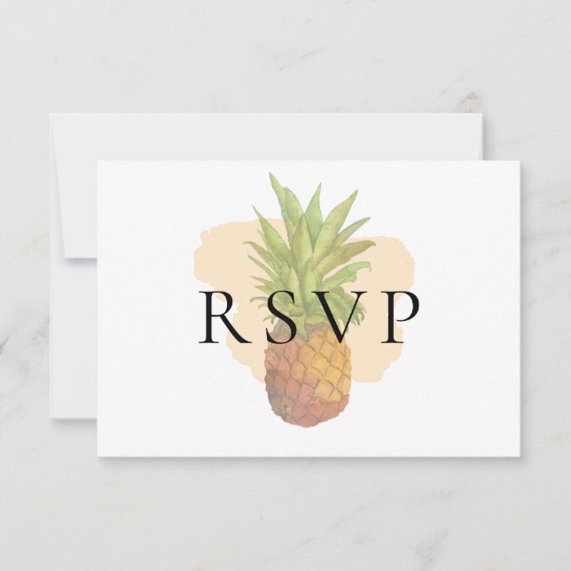 Tropical Pineapple Watercolor Wedding Menu Choice (Front)