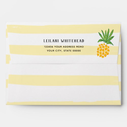Tropical Pineapple Watercolor Yellow Stripe Envelope