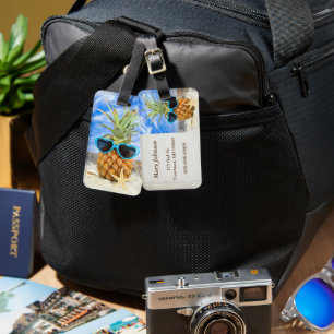 Tropical Pineapple Wearing Sunglasses Luggage Tag