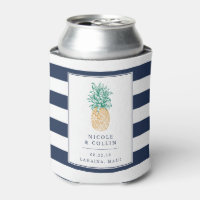 Tropical Pineapple Wedding Favor Can Cooler