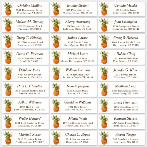 Tropical Pineapple Wedding Guest Address Label