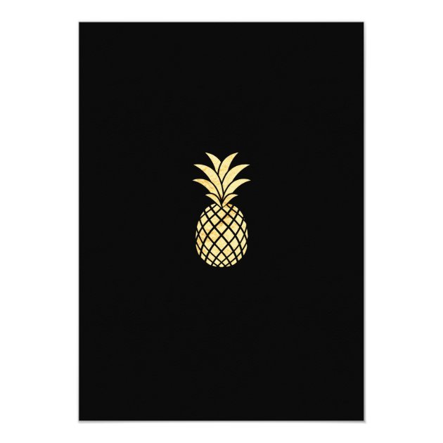 Tropical Pineapple Wedding Invitation Black & Gold